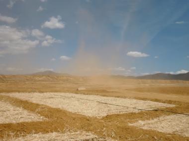 dust blowing from a mine tailings site