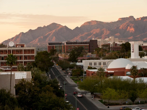 Photo of UArizona campus along Cherry Street, looking north.